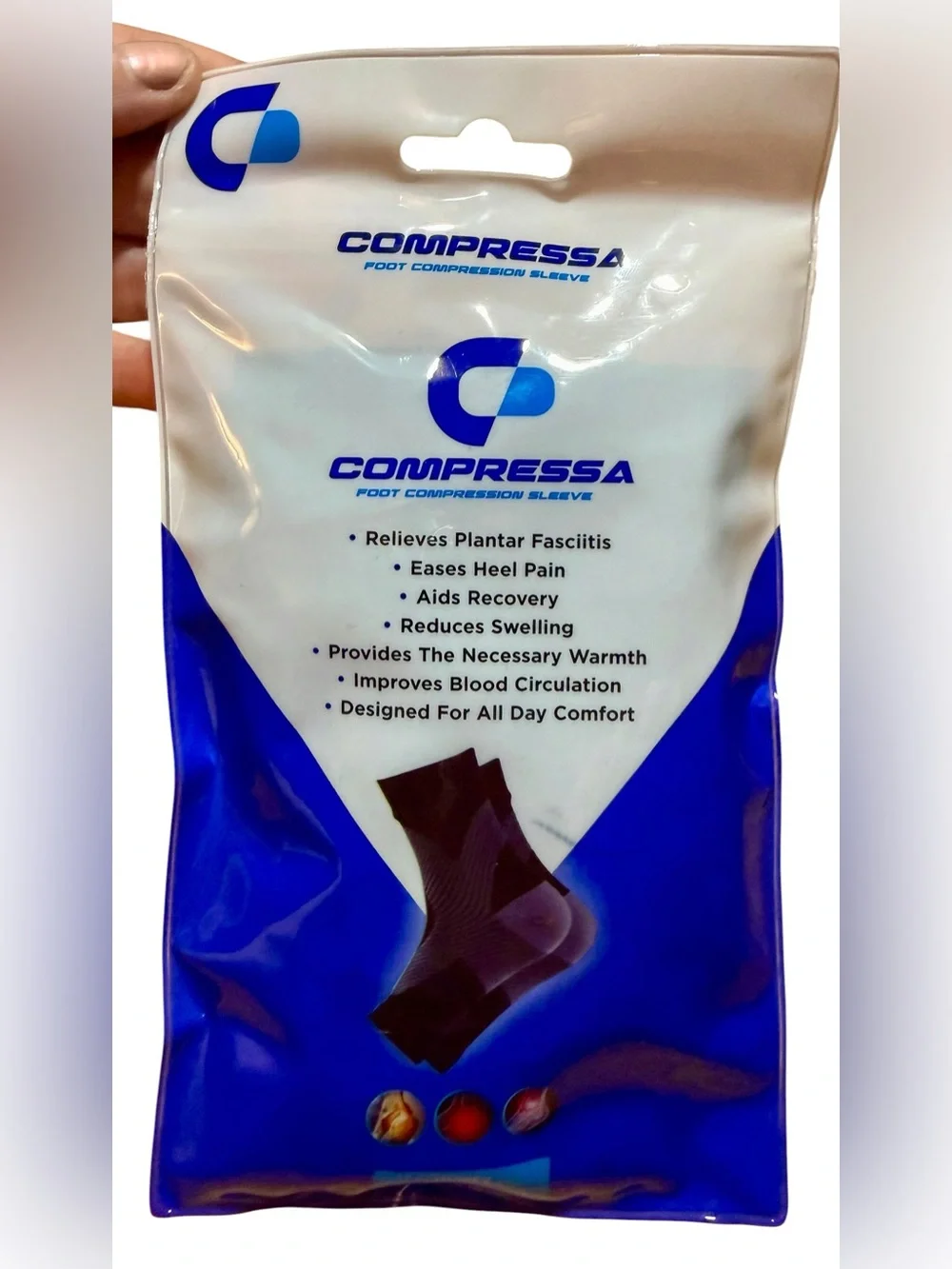 Compressa Foot Compression Sleeves Plantar Fasciitis Heel Pain Unisex New
